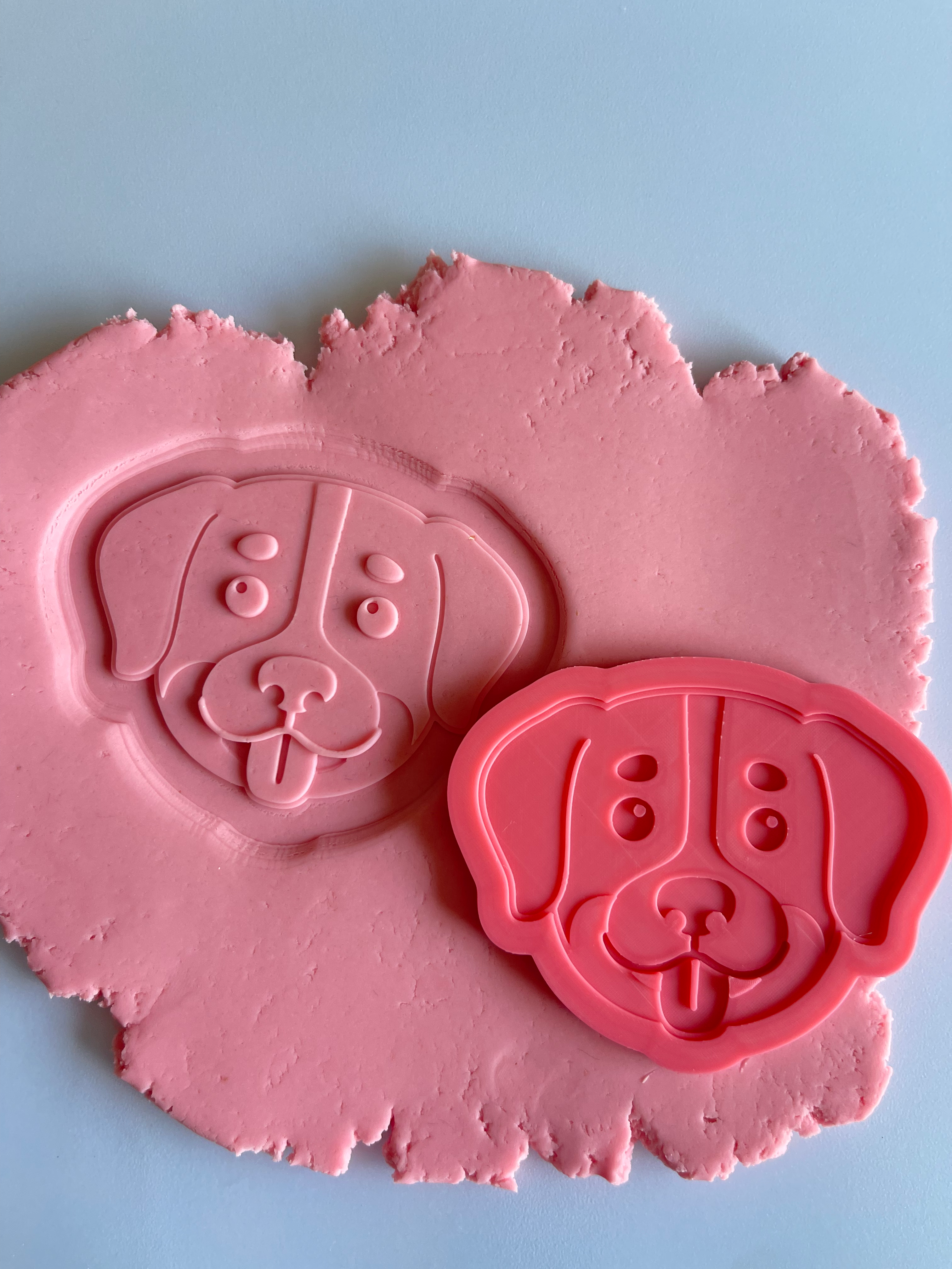 Puppy dog face debosser with matching cutter