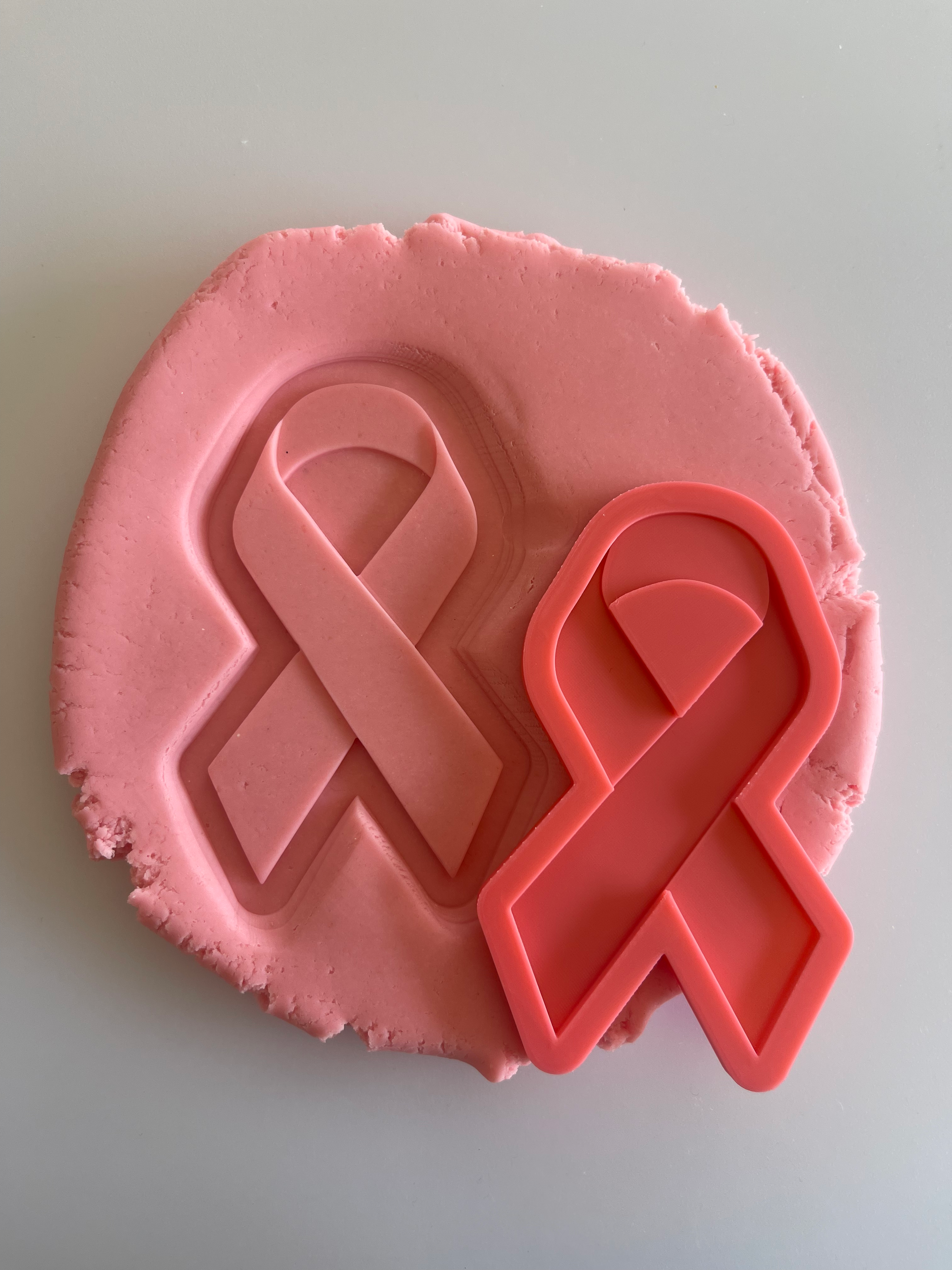 Breast cancer ribbon debosser with matching cutter