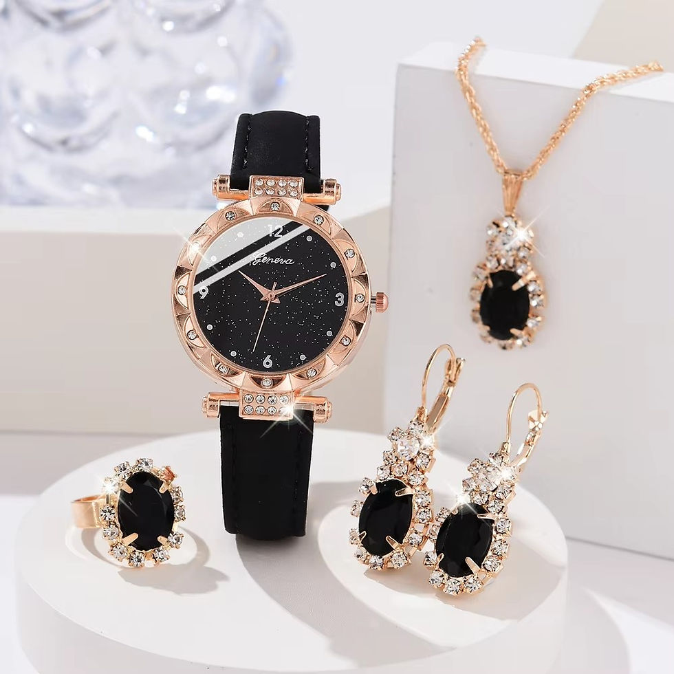Thumbnail: Luxury Rhinestone Women’s Watch & Jewelry Set 5PCS