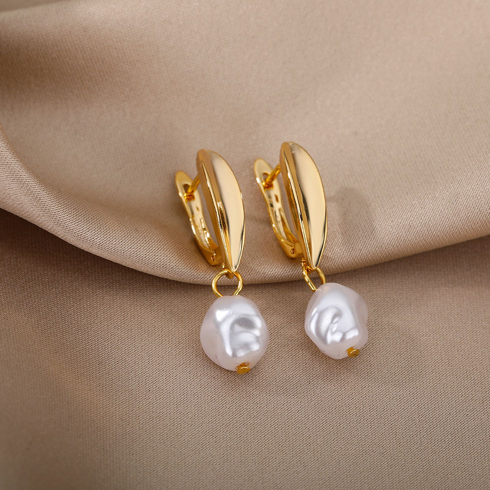 Thumbnail: Vintage Baroque Pearl Stainless Steel Circle Earrings