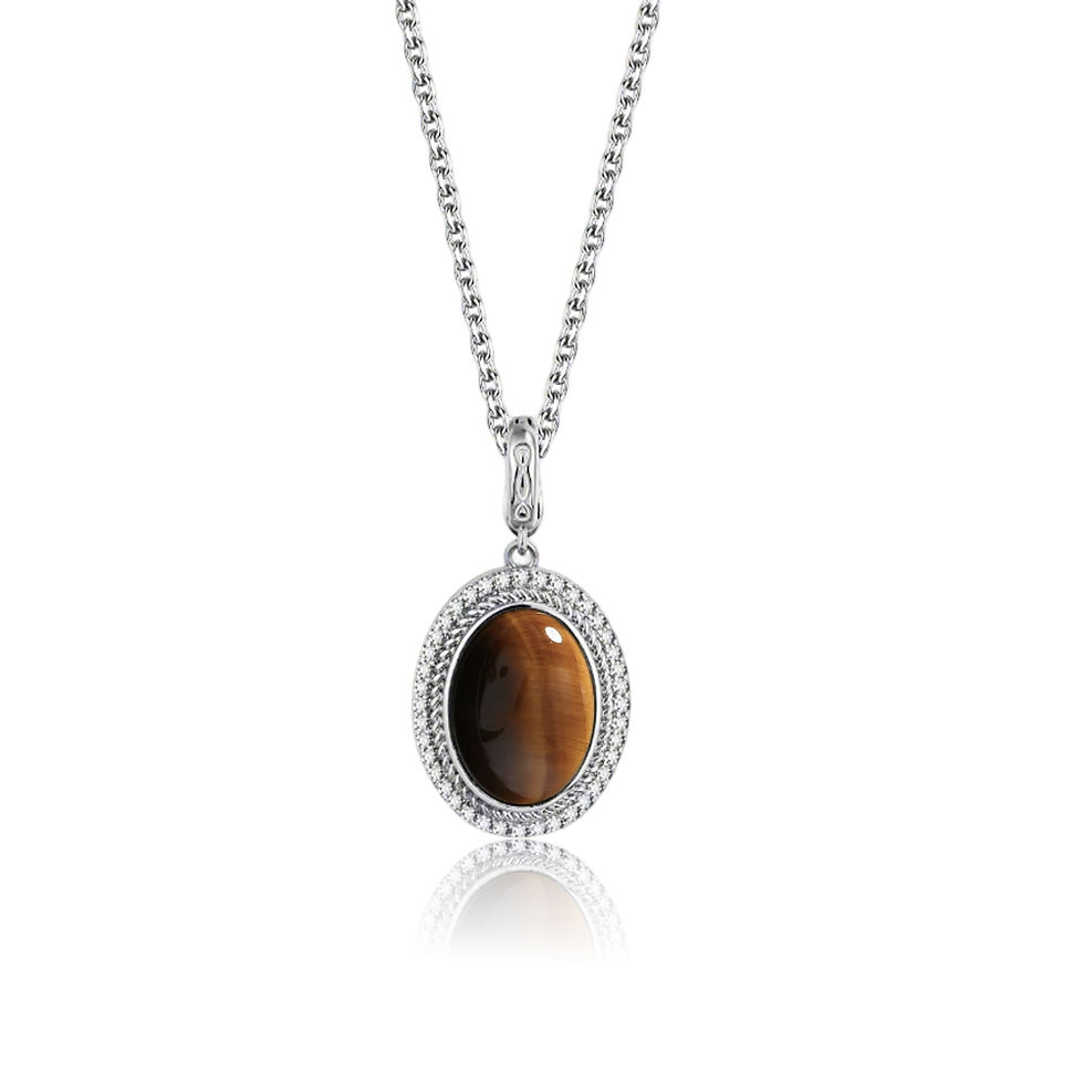 Thumbnail: 925 Sterling Silver Moonstone Pendant with Elegant Oval Design