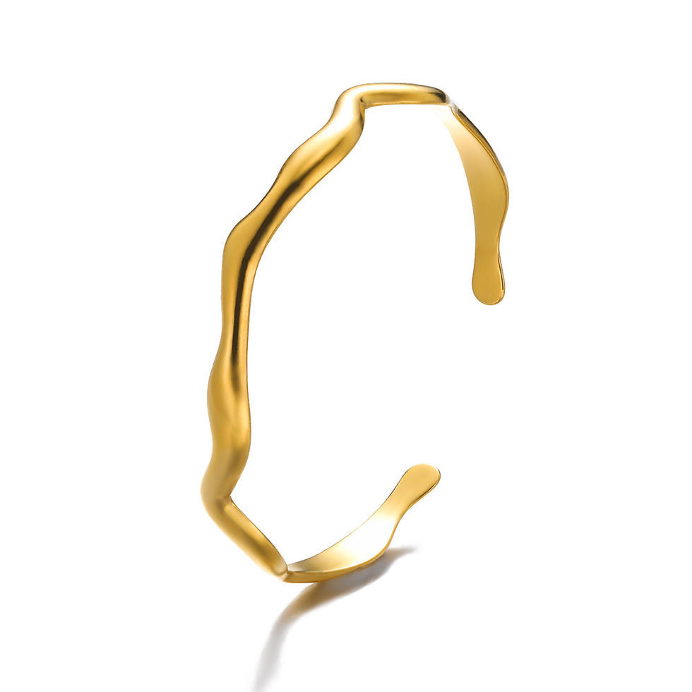 Thumbnail: Classic Gold Cuff Bracelet with Textured Bangle Design