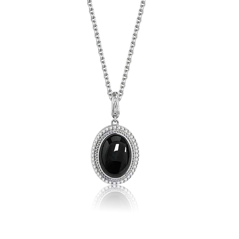 Thumbnail: 925 Sterling Silver Moonstone Pendant with Elegant Oval Design