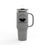 Thumbnail: Gray 40oz insulated stainless steel tumbler with handle and straw featuring The Red People logo