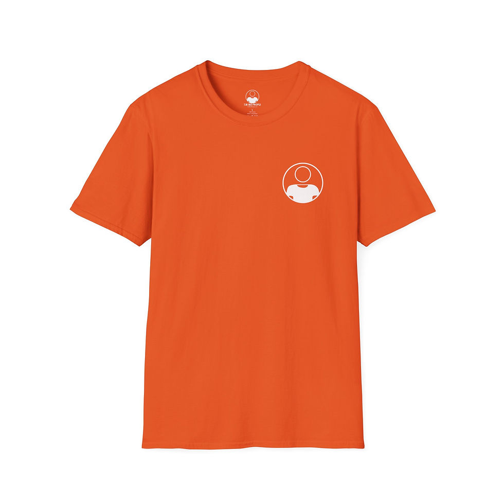 Thumbnail: Orange Artist Unisex t-shirt featuring The Red People logo, soft and breathable with a relaxed fit.
