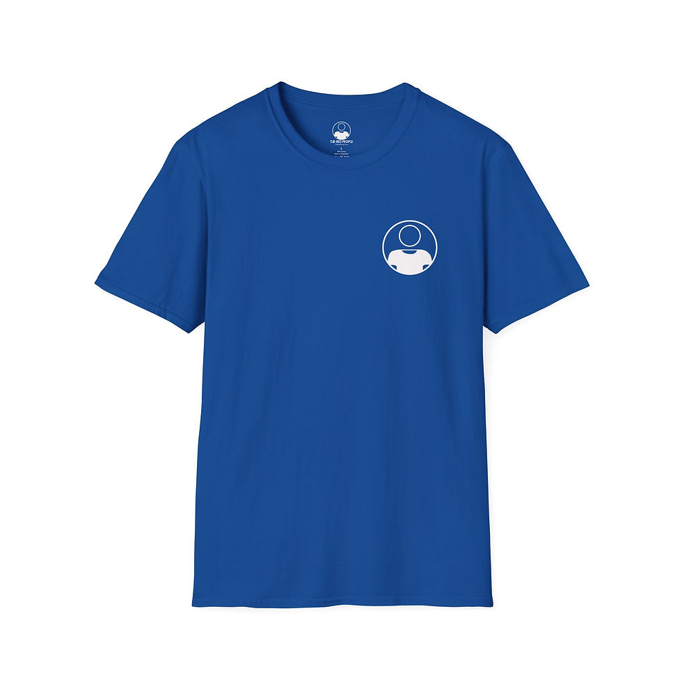 Thumbnail: Blue Artist Unisex t-shirt featuring The Red People logo, soft and breathable with a relaxed fit.
