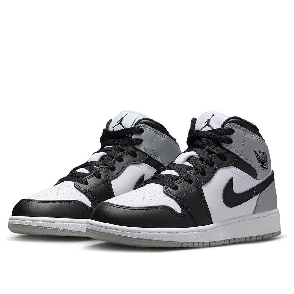 Miniature : Nike Jordan 1 Mid Barons GS White/Light Smoke Grey/Black