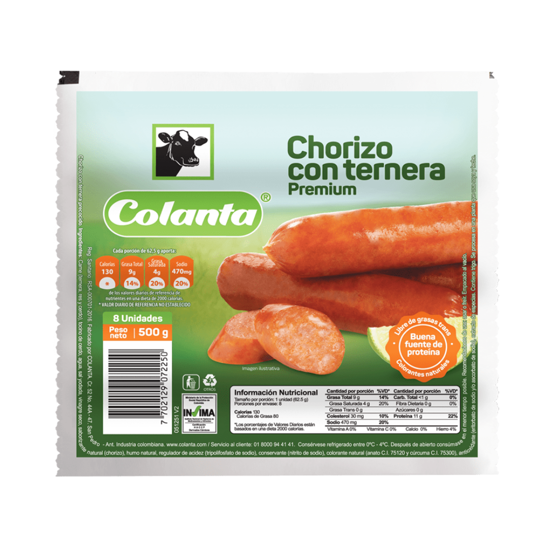 CHORIZO COLANTA TERNERA *500GRS