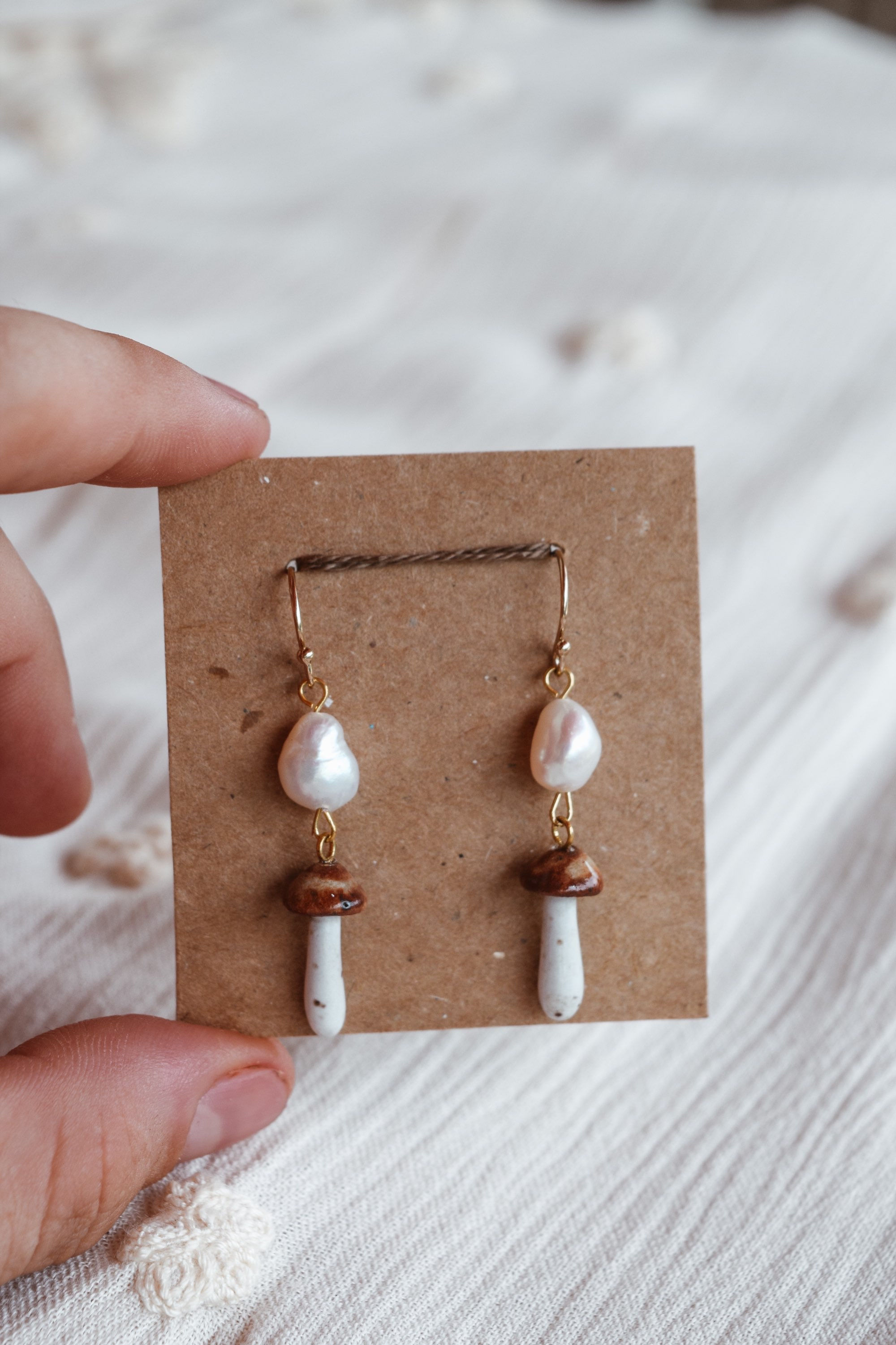 Mushroom of Pearl Earrings preorder