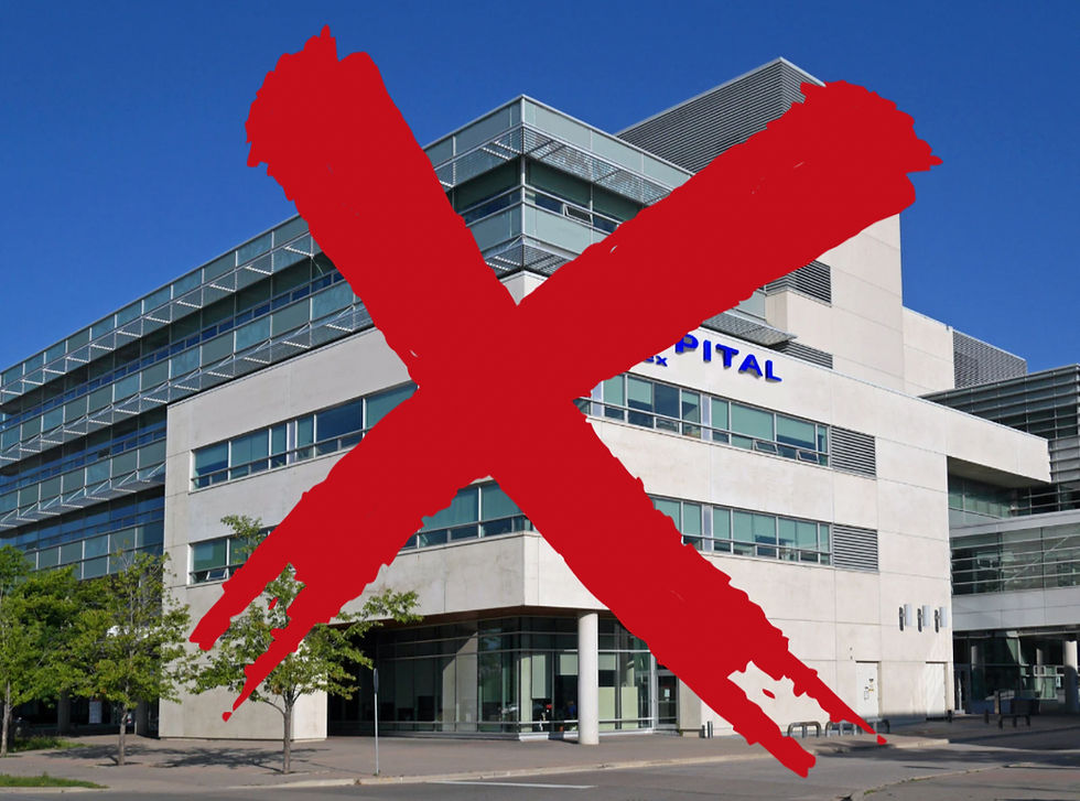 um hospital com símbolo de X