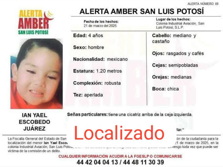 FGESLP localiza a Ian con vida en Santa María del Río