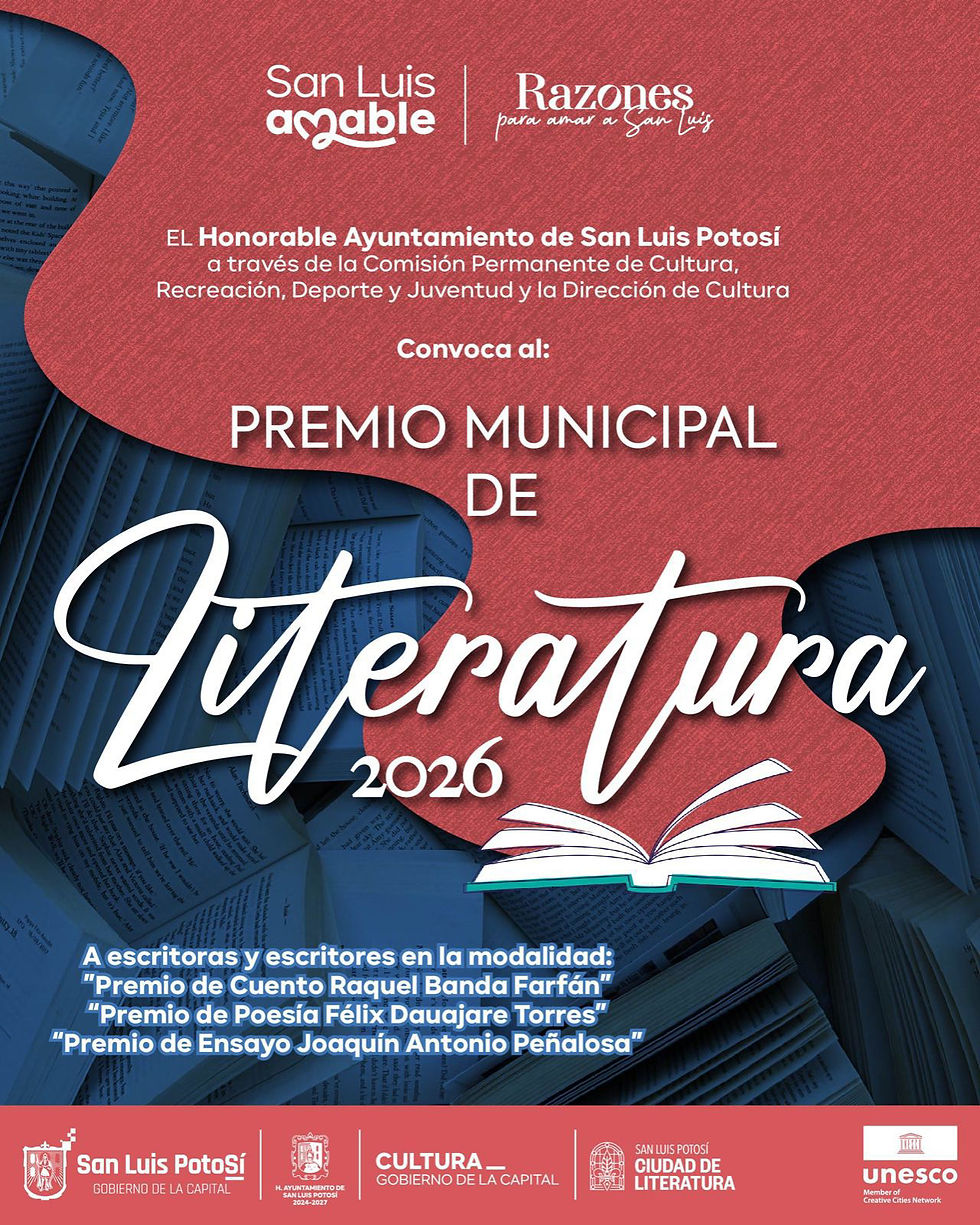 Convocan al Premio Municipal de Literatura 2026 en SLP