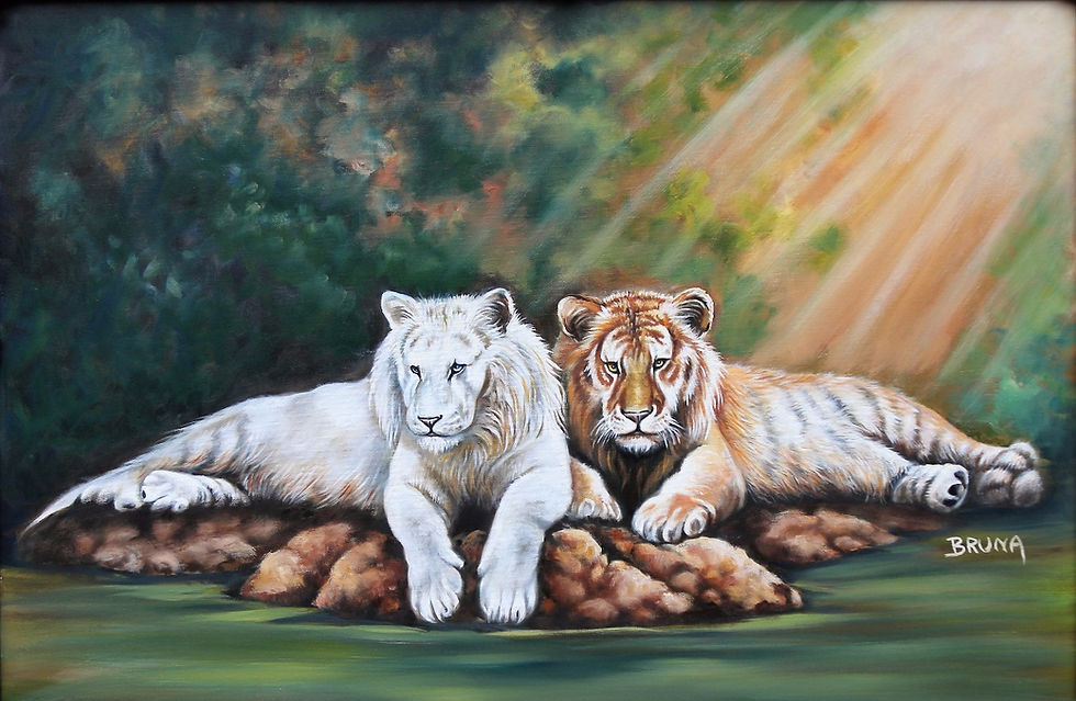 Bruna Christian, Original Oil Painting, Fine Art, Tigers, Gulf Shores Zoo, Wildlife