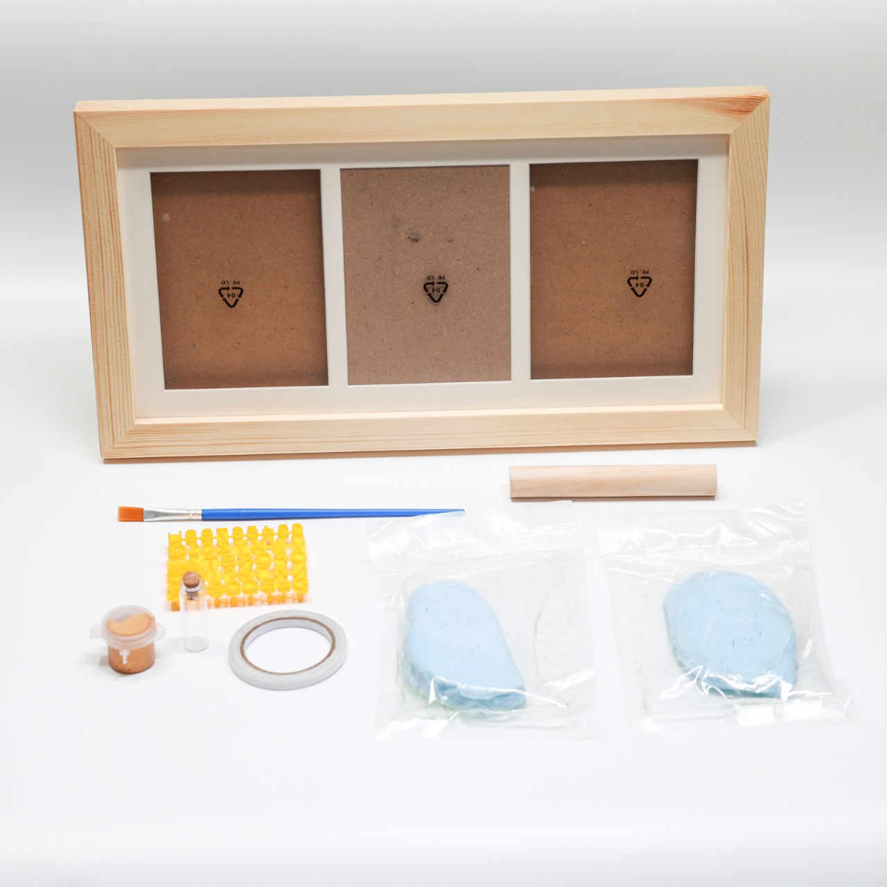 フォトフレーム 写真×1＋足形×2 肉球（ブルー）