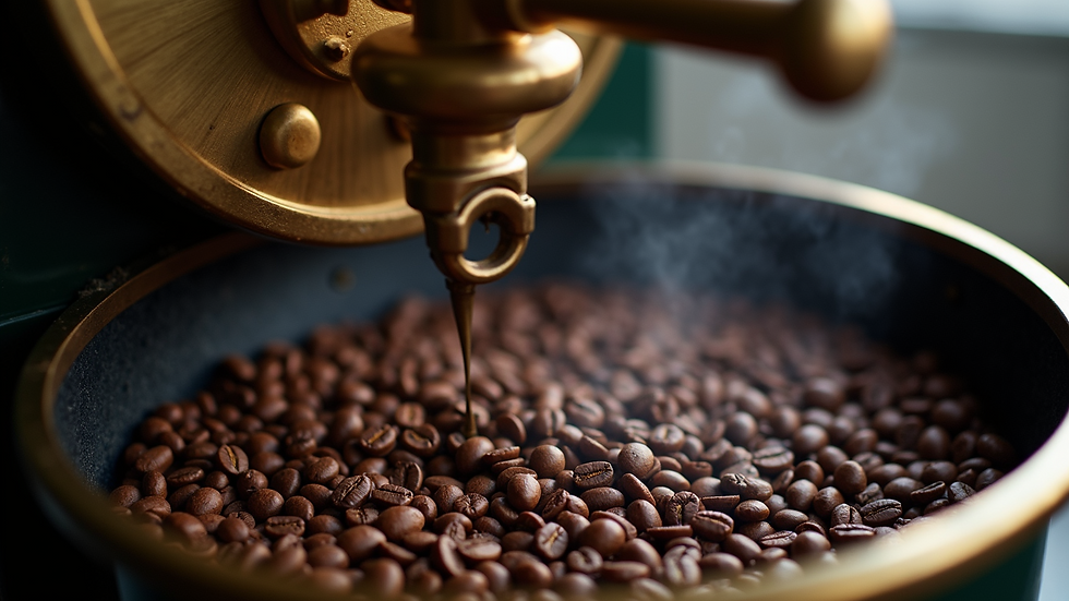 High angle view of a coffee roaster machine