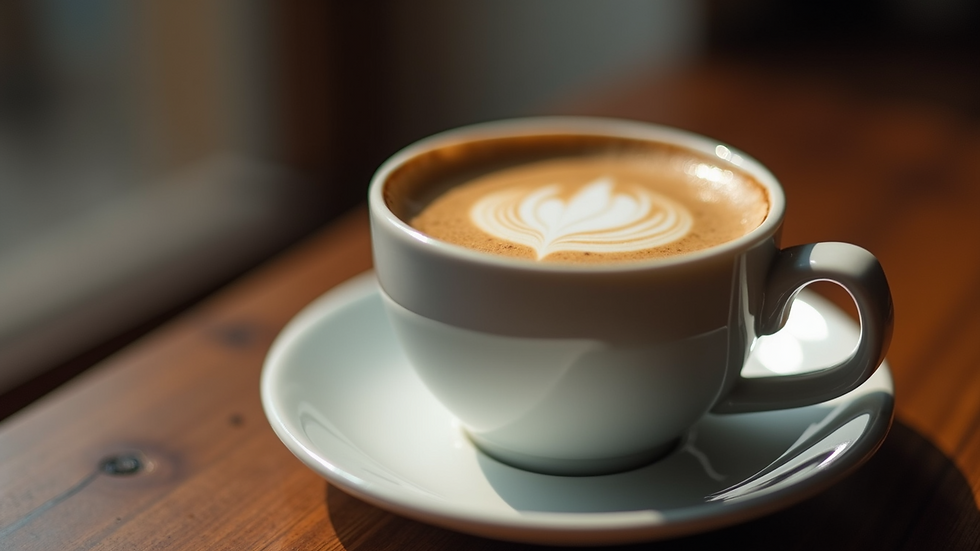 Close-up view of a freshly brewed cup of coffee with rich crema