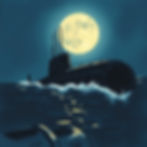 submarine under a full moon in the ocean
