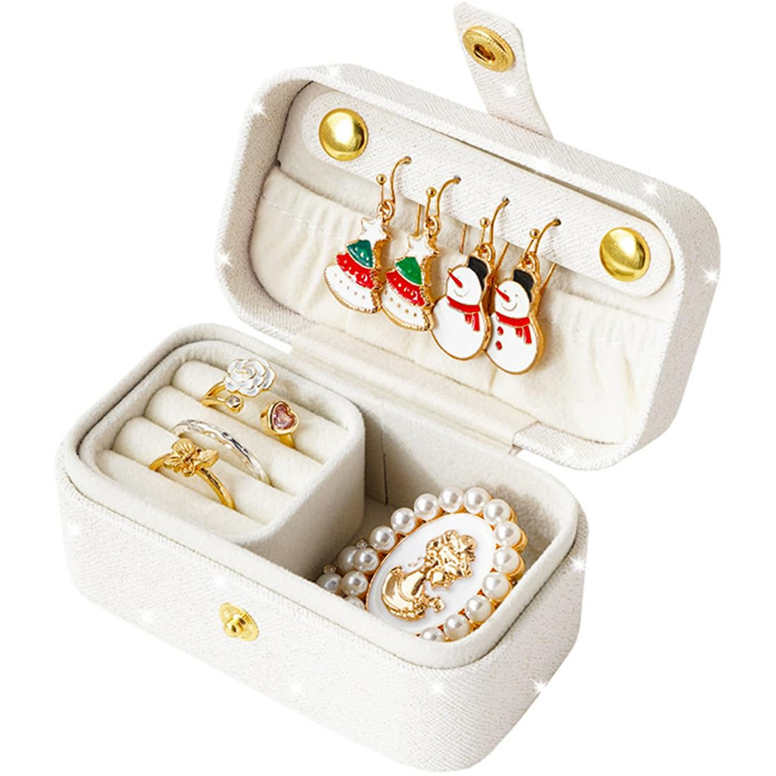 Compact Travel Jewelry Case with Ring Holder