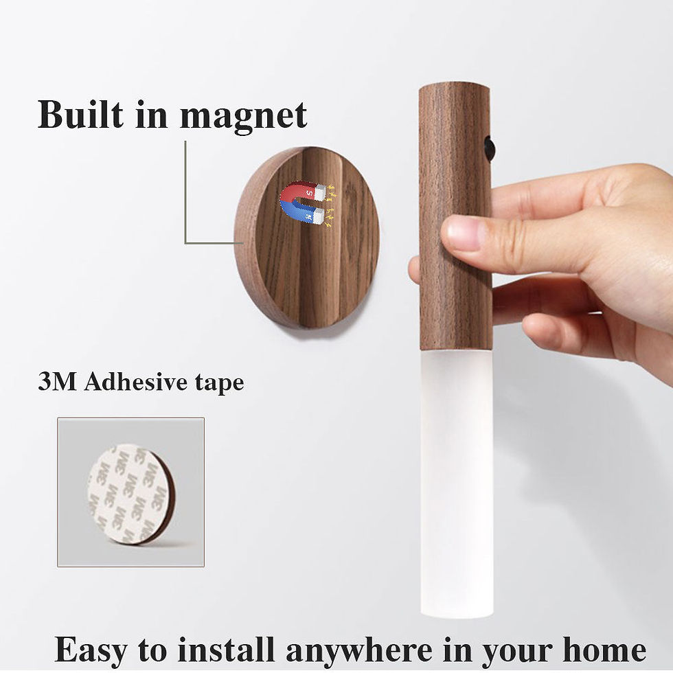 Thumbnail: Rechargeable Motion Sensor Night Light with Magnetic Wood Base