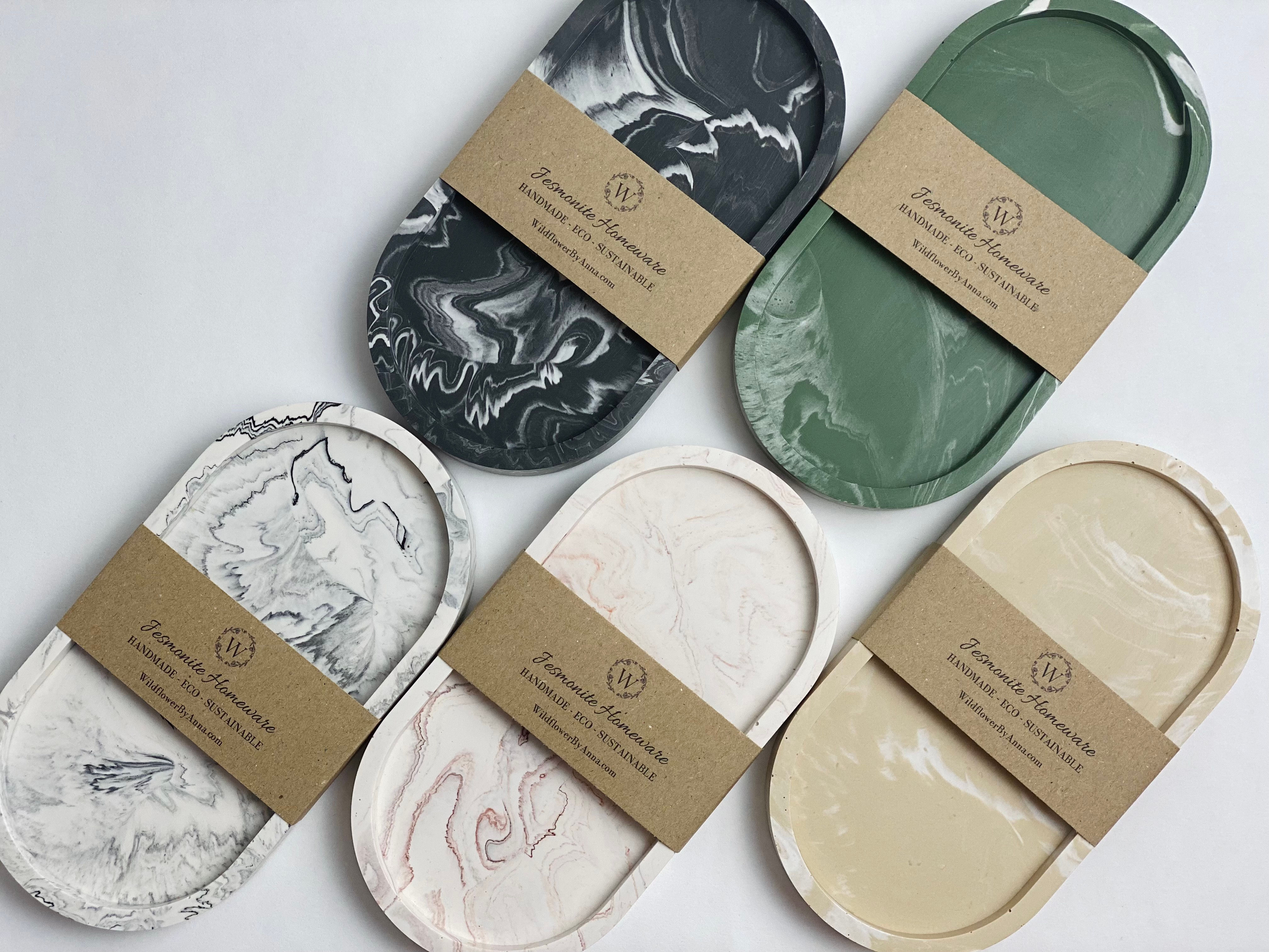 Jesmonite Oval Tray | Classic Marble