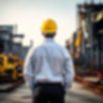 Firefly Industrial security, a security guard wearing a yellow hard hat stands on an indus