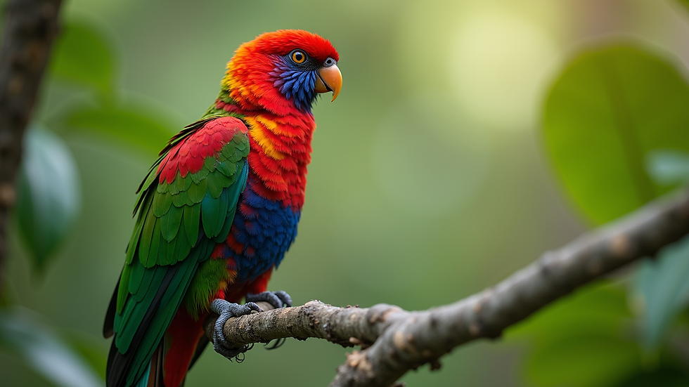 Eye-level view of a vibrant quetzal perched on a branch