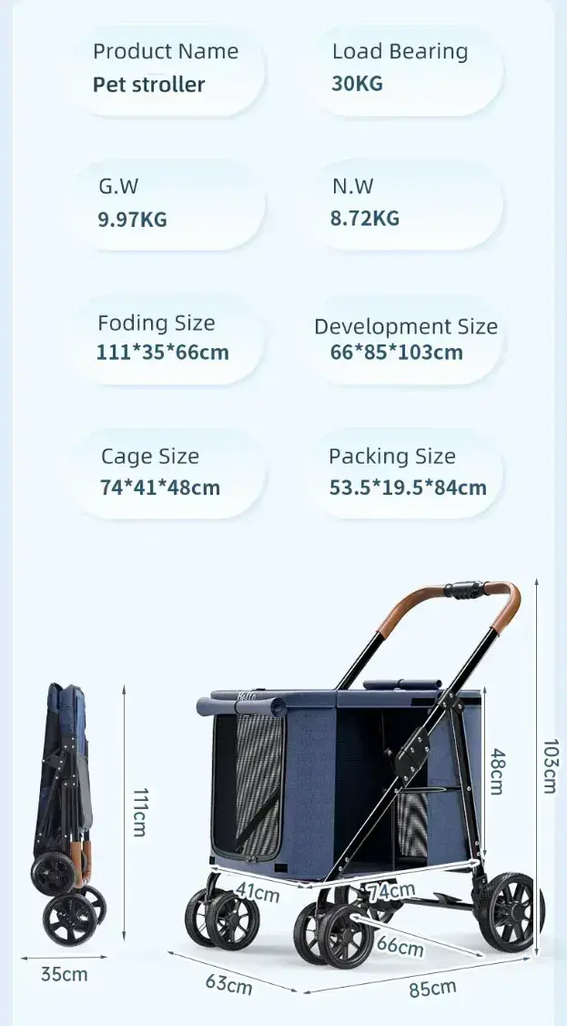 Thumbnail: Stroller for dogs up to 30 kg Bello LD07M Navy Blue