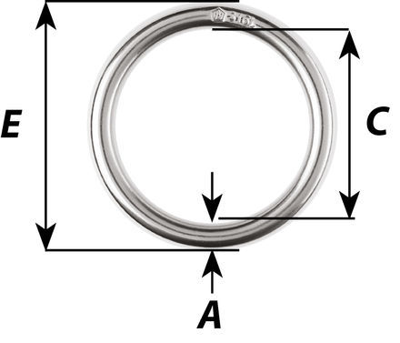 Anneau rond 316L ø5mm Wichard