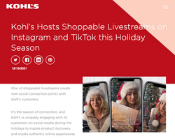 Kohl’s Hosts Shoppable Livestreams on Instagram and TikTok this Holiday Season