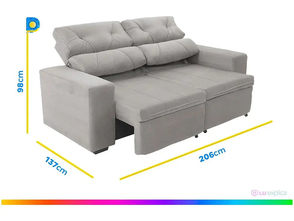 Miniatura: Sofá Retrátil Reclinável 3 Lugares Suede - Phormatta Evolution SMP