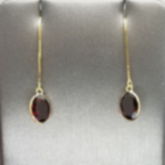 Solid 14k Yellow Gold Garnet Threader Earrings