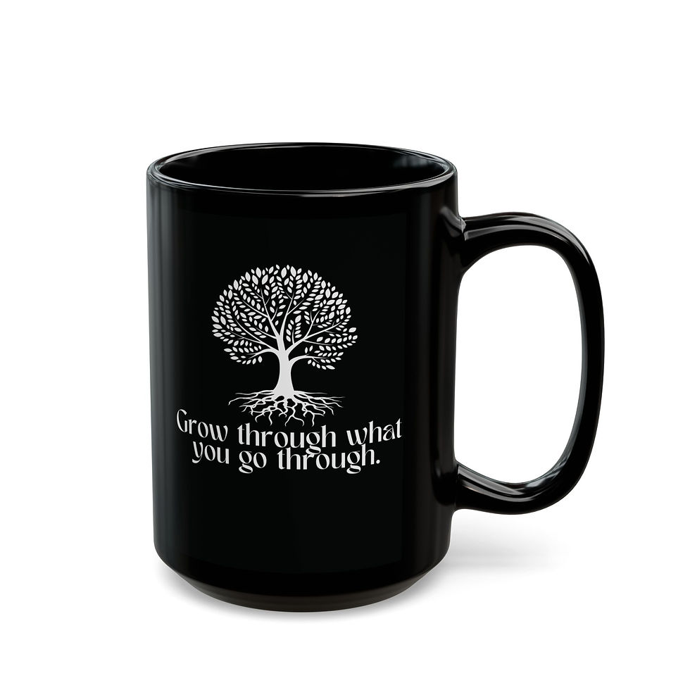 Inspirational Tree Black Mug - 15oz - 'Grow Through What You Go Through'