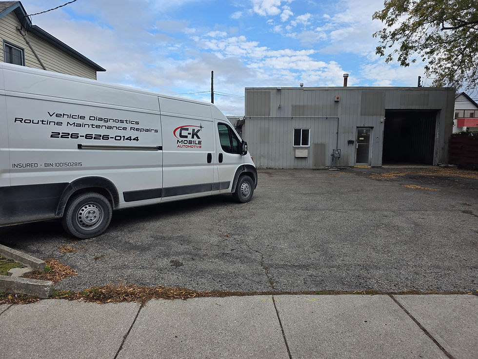 C-K Mobile Automotive service van in front of the new Chatham repair shop