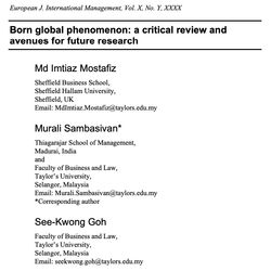 Born global phenomenon: a critical review and avenues for future research