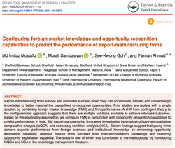 Configuring foreign market knowledge and opportunity recognition capabilities to predict the perform
