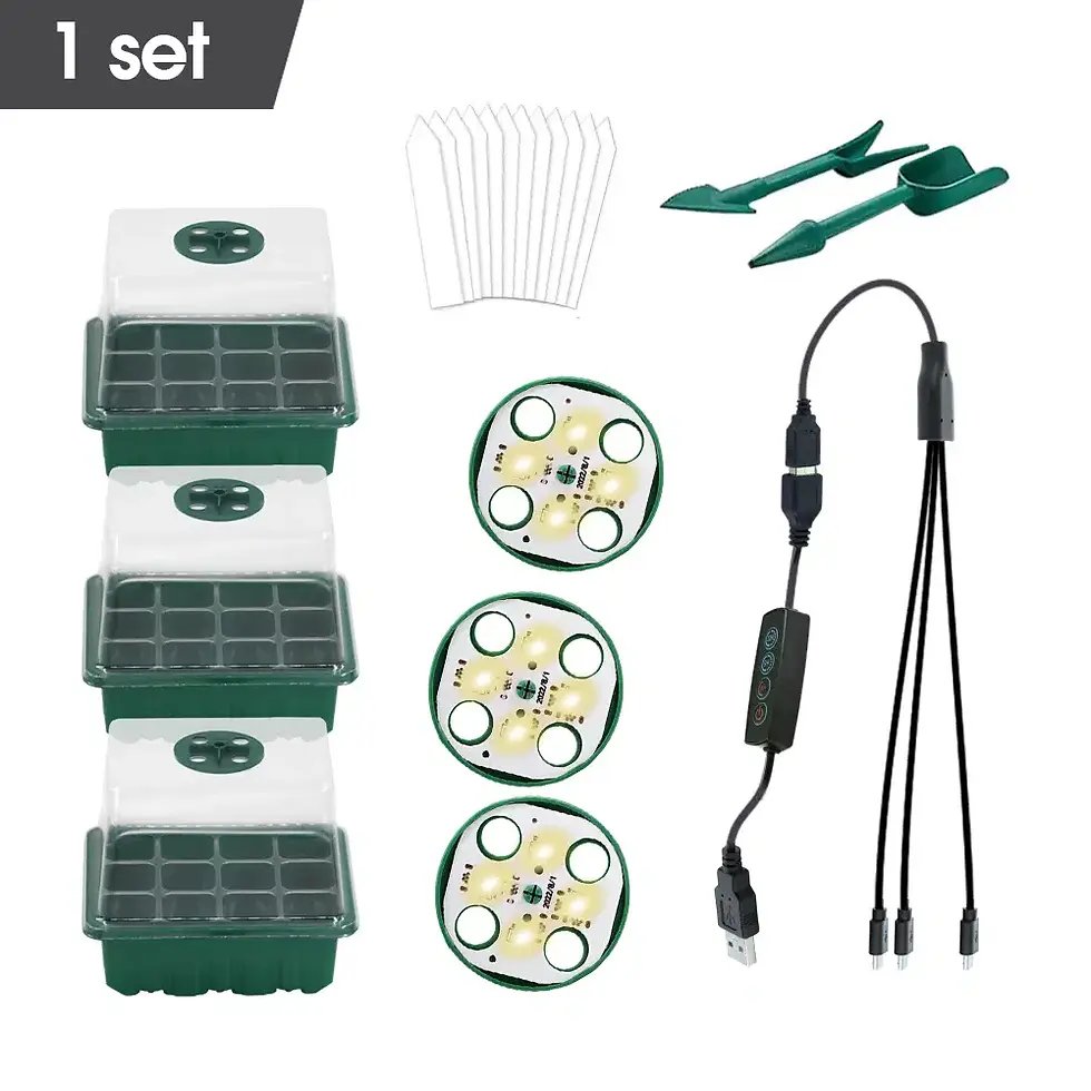 Thumbnail: LED Nursery Pots with Grow Light Plant Seed Starter Trays Home Greenhouse Growin