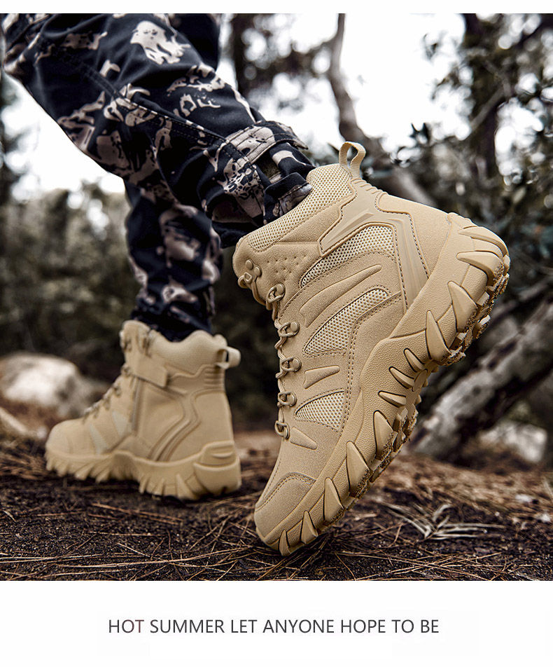 Miniatura: Botas de entrenamiento de combate tácticas mejoradas para hombre, para actividades al aire libre y camping, resistentes al desgaste y de rápida recuperación.