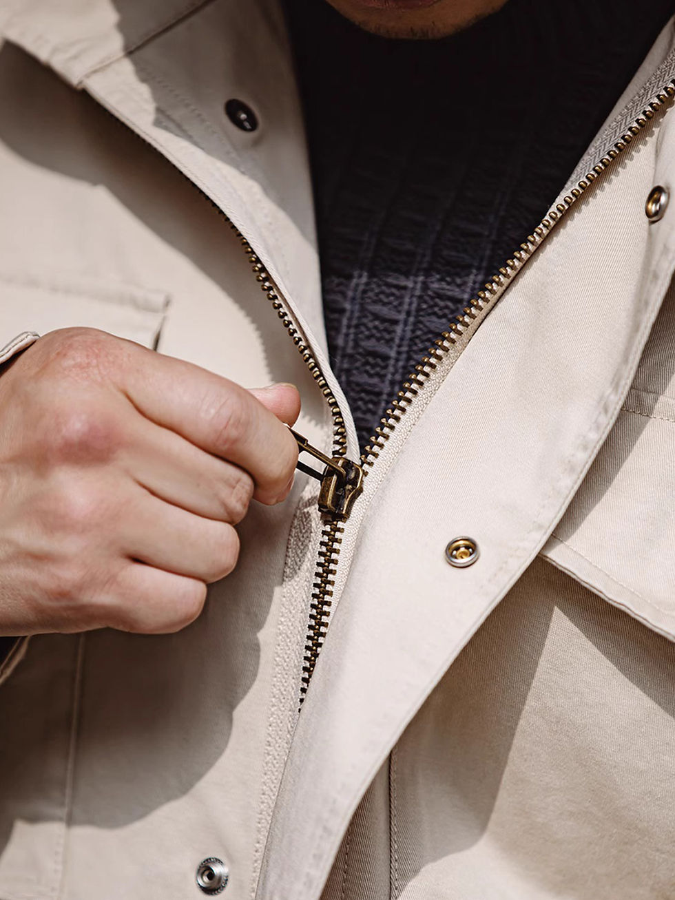 Miniatura: Chaqueta de campo M65, chaqueta militar para hombre, chaqueta retro con múltiples bolsillos, cuello y cremallera.