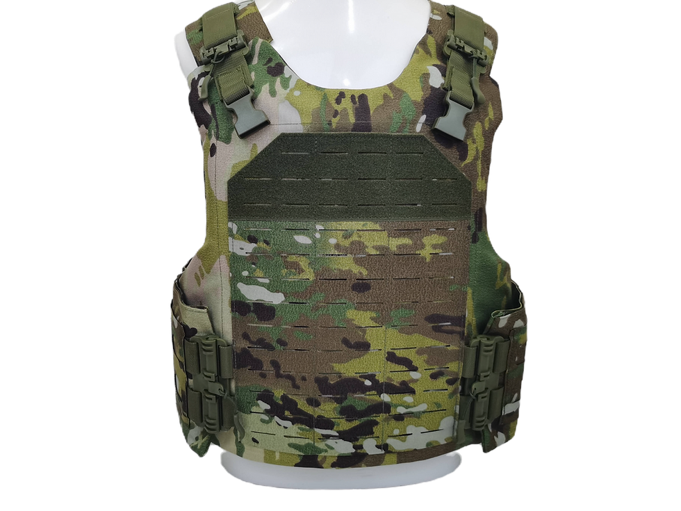 Miniatura: Chaleco táctico Molle verde de liberación rápida con láser, portaplacas 1000D.