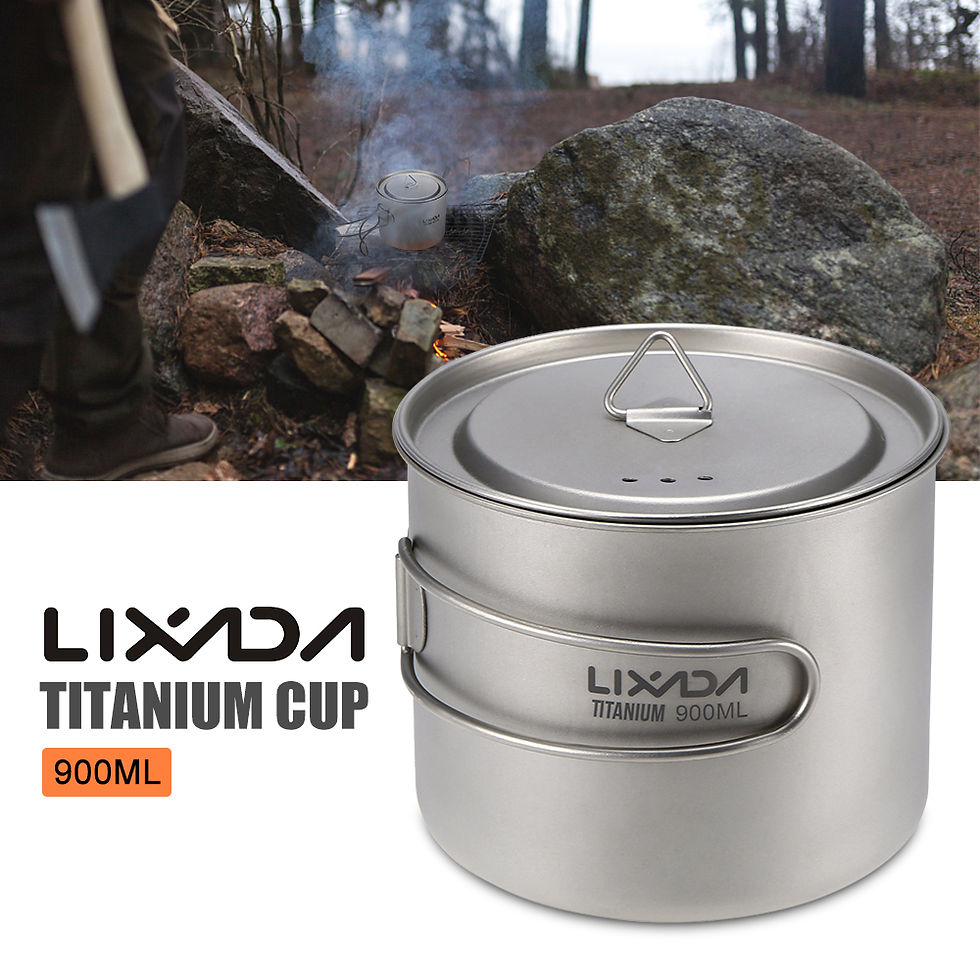 Miniatura: Lixada Titanium Taza Pot Ultraligera Portátil Taza Colgante con Tapa y Plegable