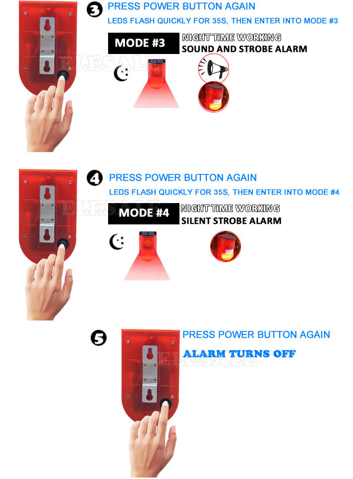 Miniature : Nouvelle alarme solaire infrarouge à détecteur de mouvement avec sirène stroboscopique de 110 dB pour la maison.