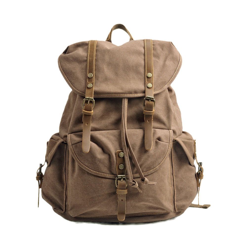 Miniature : Sac à dos vintage en toile pour homme, idéal pour les sports de plein air et l'équitation, grande capacité.