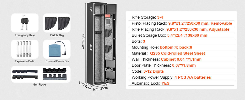Miniatura: Caja fuerte para armas SucceBuy de 3 a 8 rifles con teclado digital y cerradura. Gabinete de almacenamiento de armas con R