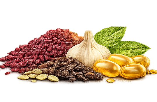 Naturliga kosttillskott på stilren bakgr