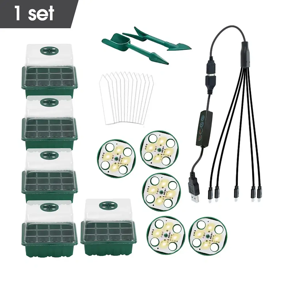 Thumbnail: LED Nursery Pots with Grow Light Plant Seed Starter Trays Home Greenhouse Growin