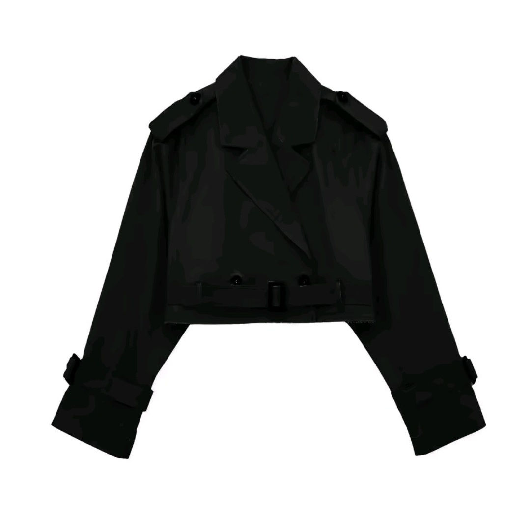 TWILL CROPPED TRENCH JACKET