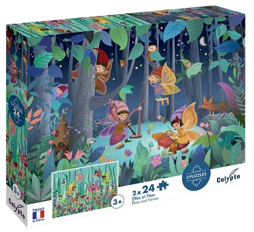 Miniature : Elfes et fées - Lot de 2 puzzles de 24 pièces (Calypto)