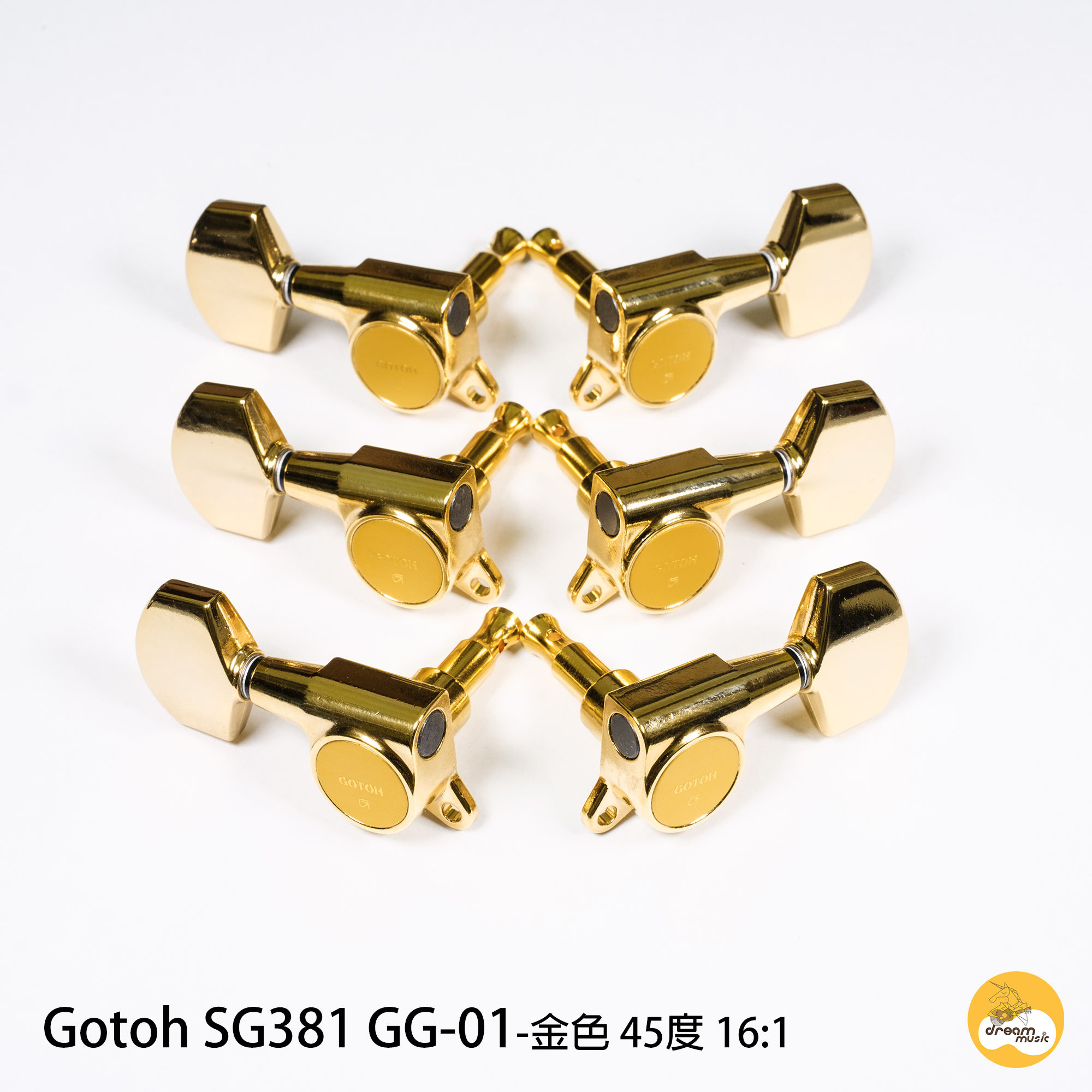 GOTOH SG381 GG 01 1:16 金色 吉他 弦鈕 45度 R3L3