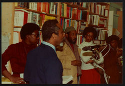 04 L to R - Ann Duncan, Eric Huntley (speaking) _ Imruh Bakari. Huntley Archives at London Metropoli