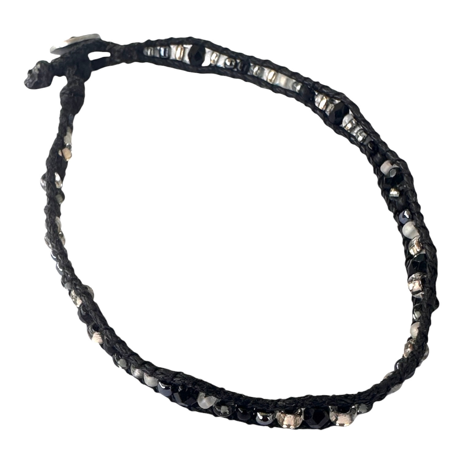 Perlen-Wraparmband 1 strangig schwarz
